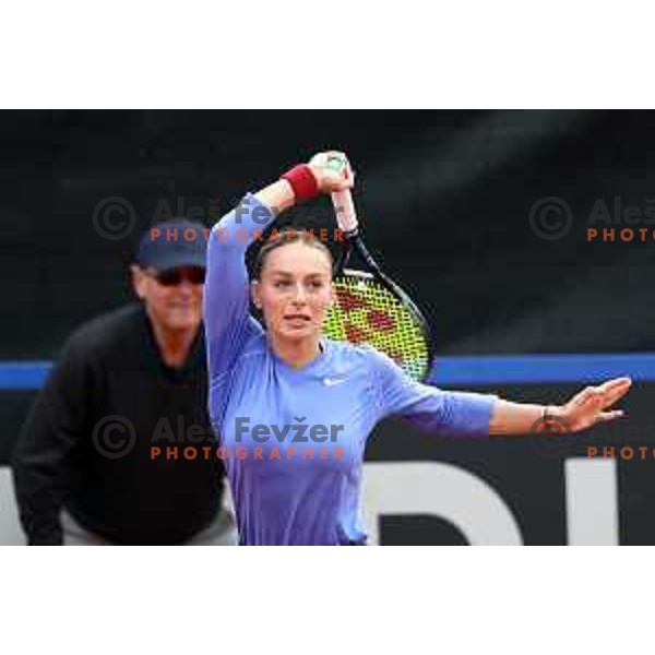 Ana Bogdan (ROU) in action during Bilie Jean King Cup between Slovenia and Romania in SRC Bonifika, Koper, Slovenia on April 14, 2023