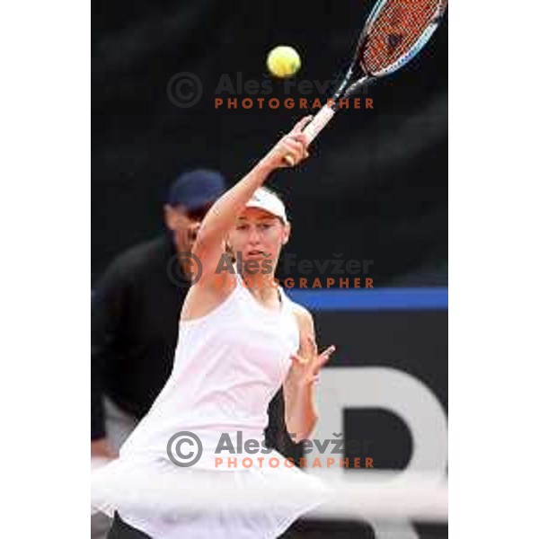 Kaja Juvan (SLO) in action during Bilie Jean King Cup between Slovenia and Romania in SRC Bonifika, Koper, Slovenia on April 14, 2023