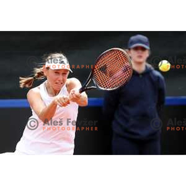 Kaja Juvan (SLO) in action during Bilie Jean King Cup between Slovenia and Romania in SRC Bonifika, Koper, Slovenia on April 14, 2023