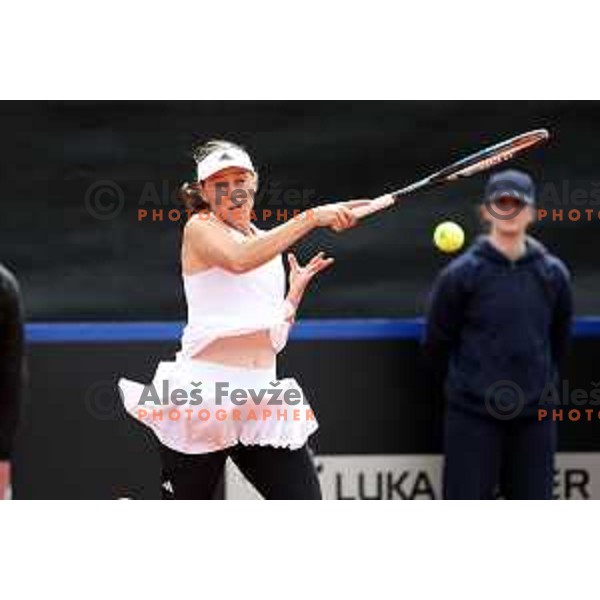 Kaja Juvan (SLO) in action during Bilie Jean King Cup between Slovenia and Romania in SRC Bonifika, Koper, Slovenia on April 14, 2023