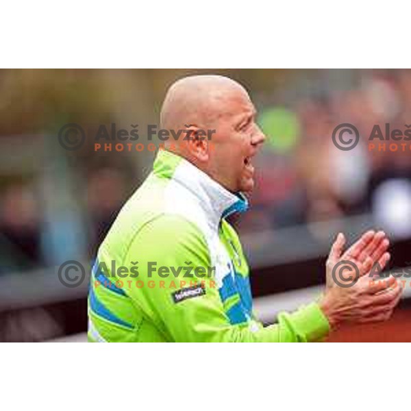 Andrej Krasevec in action during Bilie Jean King Cup between Slovenia and Romania in SRC Bonifika, Koper, Slovenia on April 14, 2023