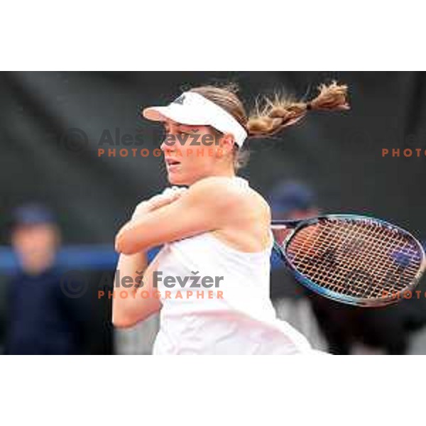 Kaja Juvan (SLO) in action during Bilie Jean King Cup between Slovenia and Romania in SRC Bonifika, Koper, Slovenia on April 14, 2023
