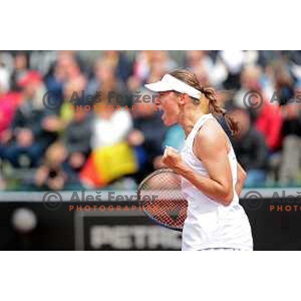 Kaja Juvan (SLO) in action during Bilie Jean King Cup between Slovenia and Romania in SRC Bonifika, Koper, Slovenia on April 14, 2023