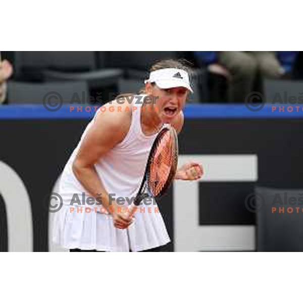 Kaja Juvan (SLO) in action during Bilie Jean King Cup between Slovenia and Romania in SRC Bonifika, Koper, Slovenia on April 14, 2023