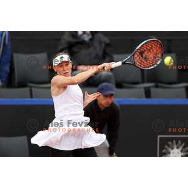 Kaja Juvan (SLO) in action during Bilie Jean King Cup between Slovenia and Romania in SRC Bonifika, Koper, Slovenia on April 14, 2023