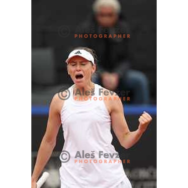 Kaja Juvan (SLO) in action during Bilie Jean King Cup between Slovenia and Romania in SRC Bonifika, Koper, Slovenia on April 14, 2023