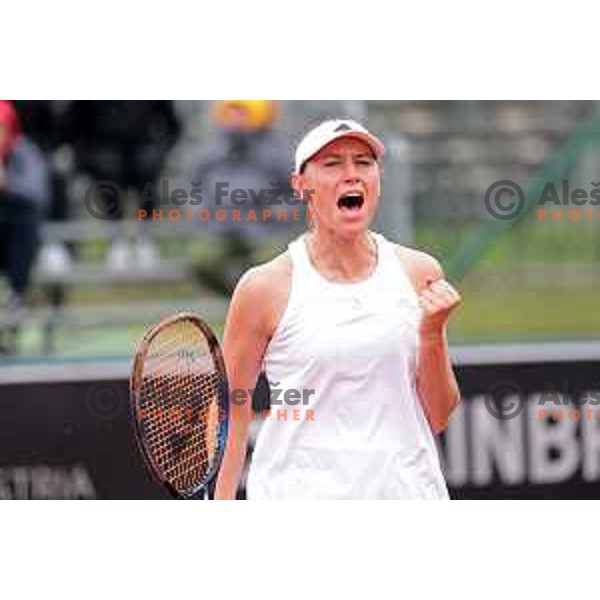 Kaja Juvan (SLO) in action during Bilie Jean King Cup between Slovenia and Romania in SRC Bonifika, Koper, Slovenia on April 14, 2023