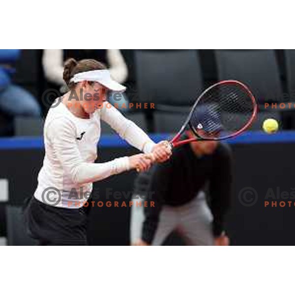 Tamara Zidansek (SLO) in action during Bilie Jean King Cup between Slovenia and Romania in SRC Bonifika, Koper, Slovenia on April 14, 2023