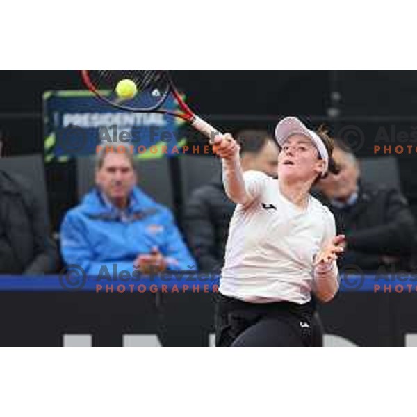 Tamara Zidansek (SLO) in action during Bilie Jean King Cup between Slovenia and Romania in SRC Bonifika, Koper, Slovenia on April 14, 2023
