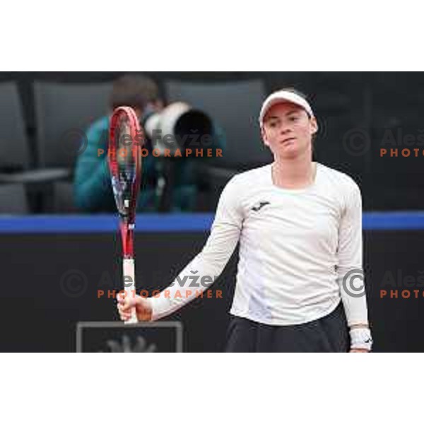 Tamara Zidansek (SLO) in action during Bilie Jean King Cup between Slovenia and Romania in SRC Bonifika, Koper, Slovenia on April 14, 2023