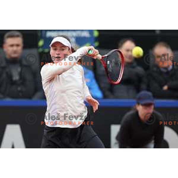 Tamara Zidansek (SLO) in action during Bilie Jean King Cup between Slovenia and Romania in SRC Bonifika, Koper, Slovenia on April 14, 2023