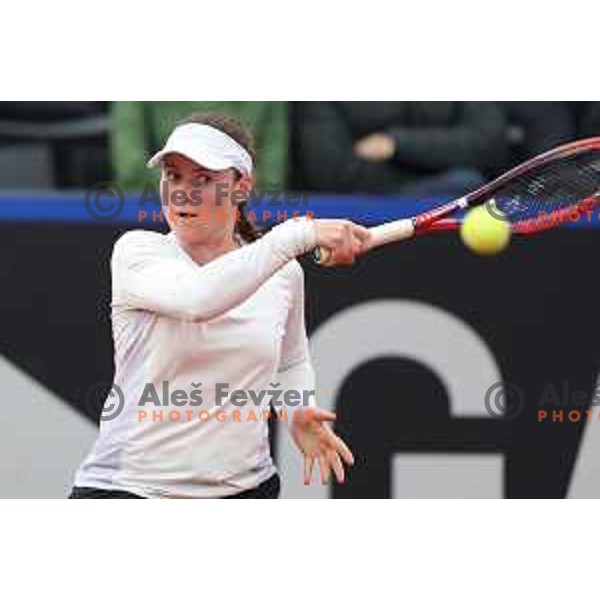 Tamara Zidansek (SLO) in action during Bilie Jean King Cup between Slovenia and Romania in SRC Bonifika, Koper, Slovenia on April 14, 2023