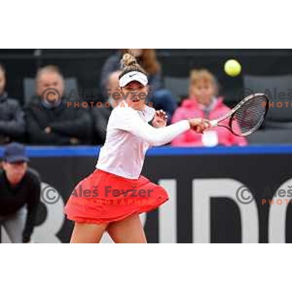 Jacqueline Adina Cristian (ROU) in action during Bilie Jean King Cup between Slovenia and Romania in SRC Bonifika, Koper, Slovenia on April 14, 2023