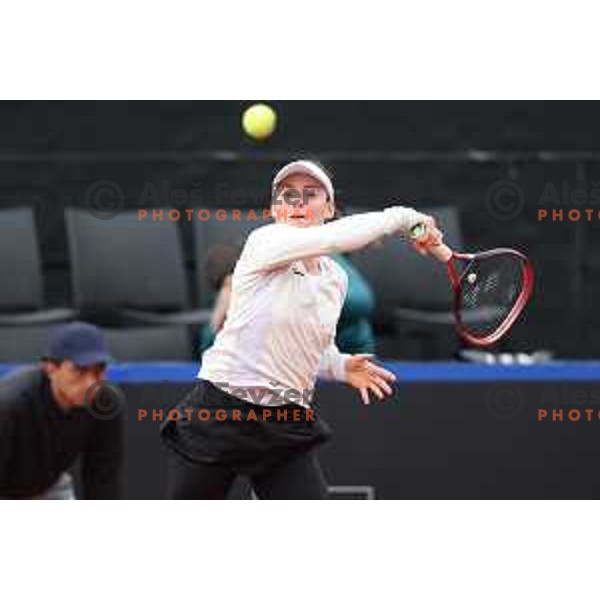 Tamara Zidansek (SLO) in action during Bilie Jean King Cup between Slovenia and Romania in SRC Bonifika, Koper, Slovenia on April 14, 2023