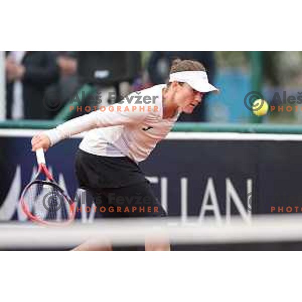 Tamara Zidansek (SLO) in action during Bilie Jean King Cup between Slovenia and Romania in SRC Bonifika, Koper, Slovenia on April 14, 2023