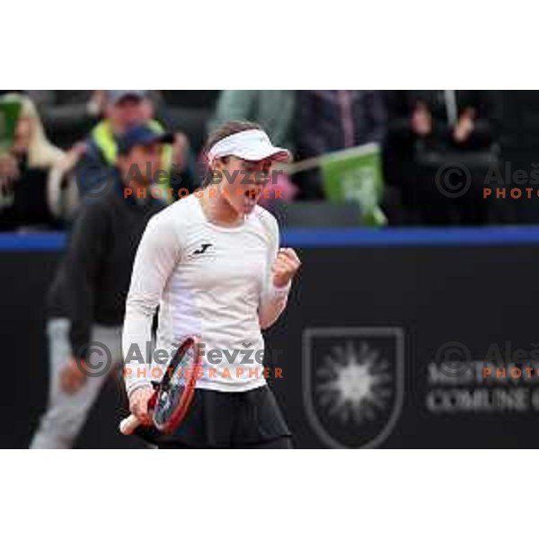 Tamara Zidansek (SLO) in action during Bilie Jean King Cup between Slovenia and Romania in SRC Bonifika, Koper, Slovenia on April 14, 2023