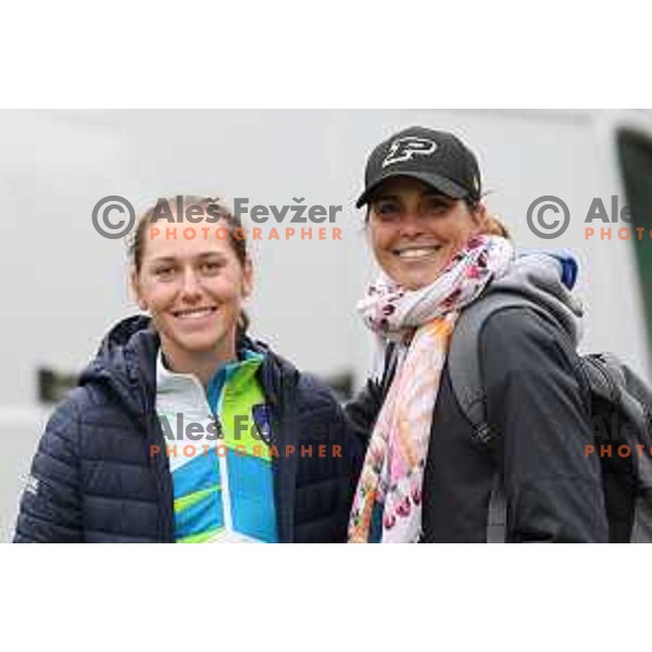 Kaja Juva and Vesna Milic during Bilie Jean King Cup between Slovenia and Romania in SRC Bonifika, Koper, Slovenia on April 14, 2023