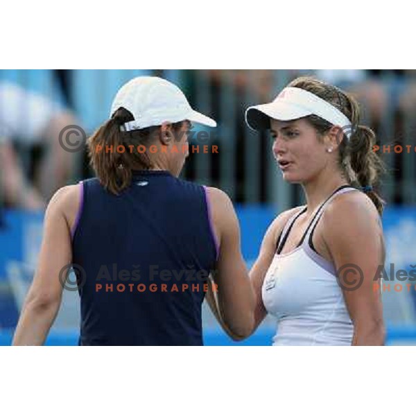 Katarina Srebotnik (left, SLO) and Julia Goerges (GER) at Banka Koper Slovenia Open WTA tennis tournament, Portoroz, 24.7.2008. Photo by Ales Fevzer 