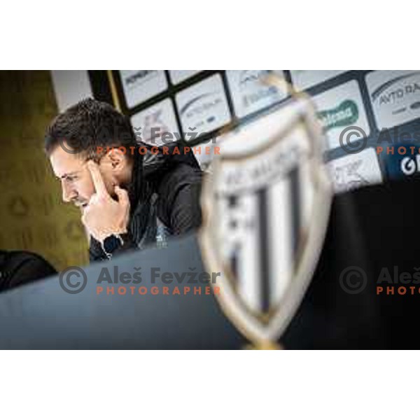 Dejan Grabic, head coach of Mura at the press conference during Prva liga Telemach football match between Mura and Radomlje in Fazanerija, Murska Sobota, Slovenia on April 15, 2023. Photo: Jure Banfi