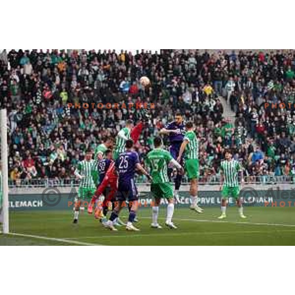 Zan Vipotnik in action during Prva Liga Telemach 2022-2023 football match between Olimpija and Maribor in SRC Stozice, Ljubljana, Slovenia on April 16, 2023