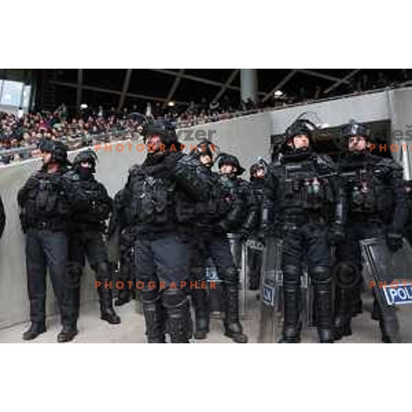 Police forces during Prva Liga Telemach 2022-2023 football match between Olimpija and Maribor in SRC Stozice, Ljubljana, Slovenia on April 16, 2023