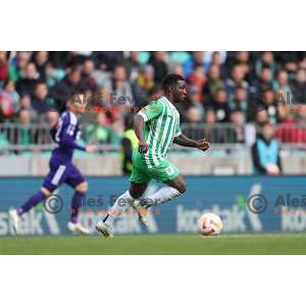 Aldair Balde in action during Prva Liga Telemach 2022-2023 football match between Olimpija and Maribor in SRC Stozice, Ljubljana, Slovenia on April 16, 2023