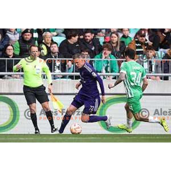 Josip Ilicic and Agustin Doffo in action during Prva Liga Telemach 2022-2023 football match between Olimpija and Maribor in SRC Stozice, Ljubljana, Slovenia on April 16, 2023