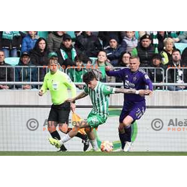 Josip Ilicic and Agustin Doffo in action during Prva Liga Telemach 2022-2023 football match between Olimpija and Maribor in SRC Stozice, Ljubljana, Slovenia on April 16, 2023