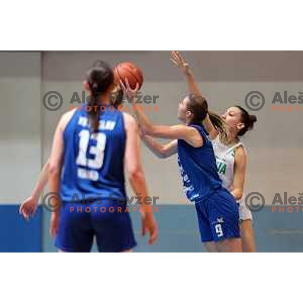 Ajda Burgar in action during 1.SKL league 2022-2033 regular season match between Akson Ilirija and Triglav Ljubljana, Slovenia on April 19, 2023