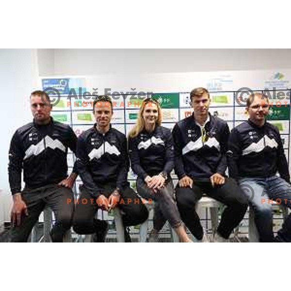 Anze Blazic, Rajko Hrvat, Nina Kostanjsek, Filip-Matej Pfeifer and Jan Ilar at Slovenia Rowing team press conference, Ljubljana,Slovenia on April 20, 2023