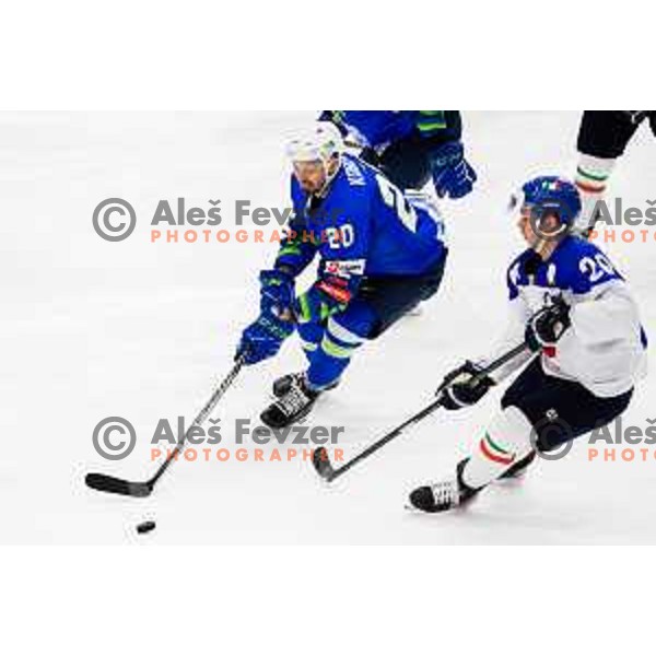 During ice-hockey friendly match between Slovenia and Italy in Bled ice-hall, Slovenia on April 20, 2023