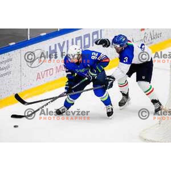 During ice-hockey friendly match between Slovenia and Italy in Bled ice-hall, Slovenia on April 20, 2023