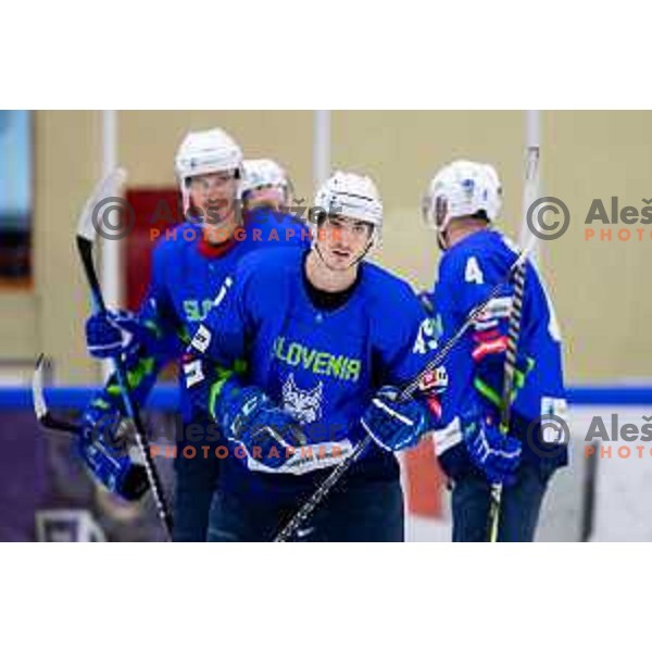 During ice-hockey friendly match between Slovenia and Italy in Bled ice-hall, Slovenia on April 20, 2023