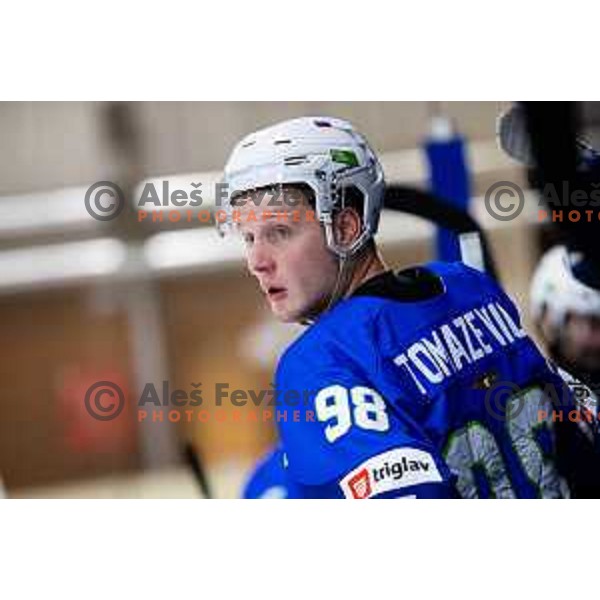 During ice-hockey friendly match between Slovenia and Italy in Bled ice-hall, Slovenia on April 20, 2023