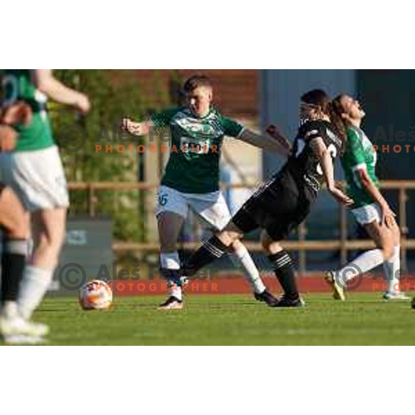 in action during Women\'s First league football match between ZNK Olimpija and ZNK Mura Nona in Ljubljana, Slovenia on April 22, 2023