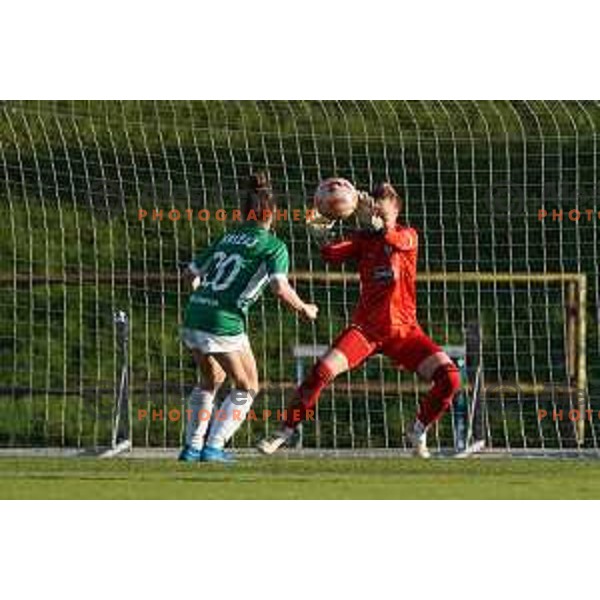 in action during Women\'s First league football match between ZNK Olimpija and ZNK Mura Nona in Ljubljana, Slovenia on April 22, 2023