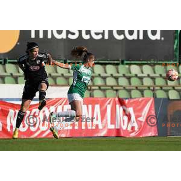 in action during Women\'s First league football match between ZNK Olimpija and ZNK Mura Nona in Ljubljana, Slovenia on April 22, 2023