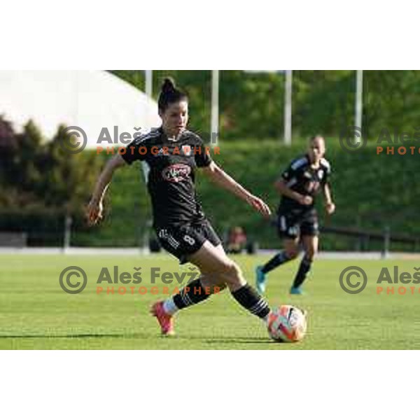 in action during Women\'s First league football match between ZNK Olimpija and ZNK Mura Nona in Ljubljana, Slovenia on April 22, 2023