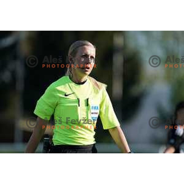 in action during Women\'s First league football match between ZNK Olimpija and ZNK Mura Nona in Ljubljana, Slovenia on April 22, 2023