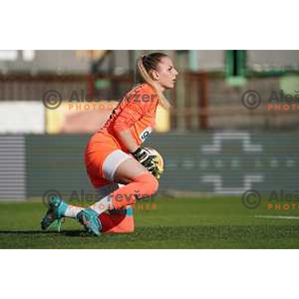 in action during Women\'s First league football match between ZNK Olimpija and ZNK Mura Nona in Ljubljana, Slovenia on April 22, 2023