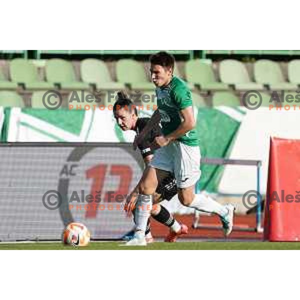 in action during Women\'s First league football match between ZNK Olimpija and ZNK Mura Nona in Ljubljana, Slovenia on April 22, 2023