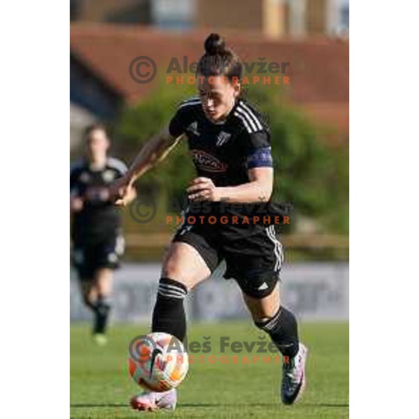 in action during Women\'s First league football match between ZNK Olimpija and ZNK Mura Nona in Ljubljana, Slovenia on April 22, 2023