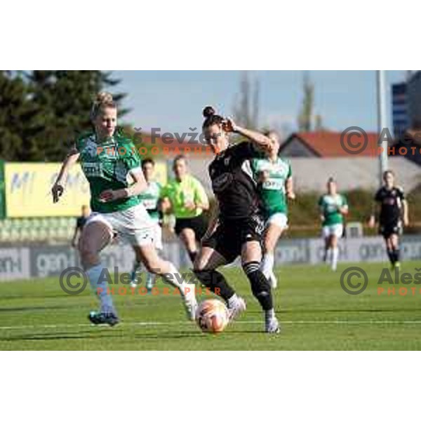 in action during Women\'s First league football match between ZNK Olimpija and ZNK Mura Nona in Ljubljana, Slovenia on April 22, 2023