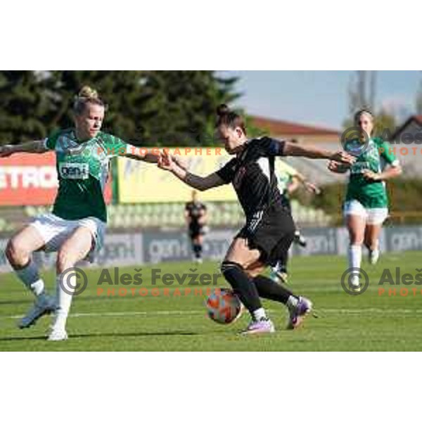 in action during Women\'s First league football match between ZNK Olimpija and ZNK Mura Nona in Ljubljana, Slovenia on April 22, 2023