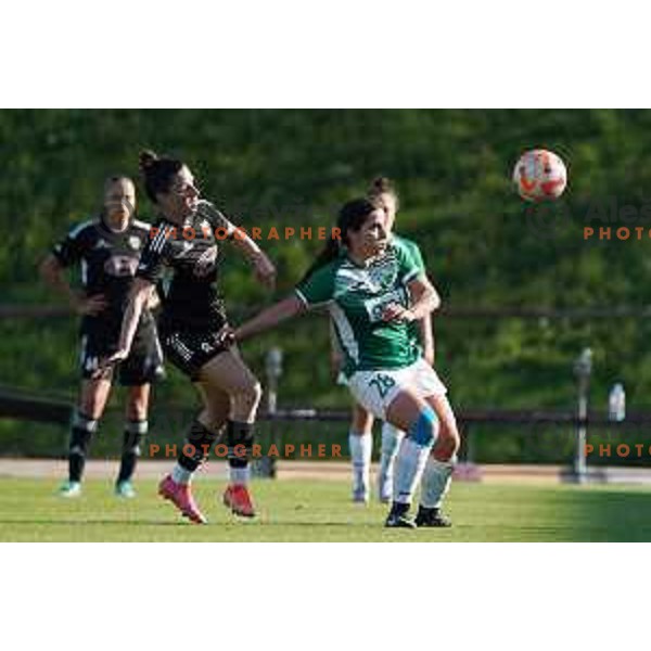 in action during Women\'s First league football match between ZNK Olimpija and ZNK Mura Nona in Ljubljana, Slovenia on April 22, 2023