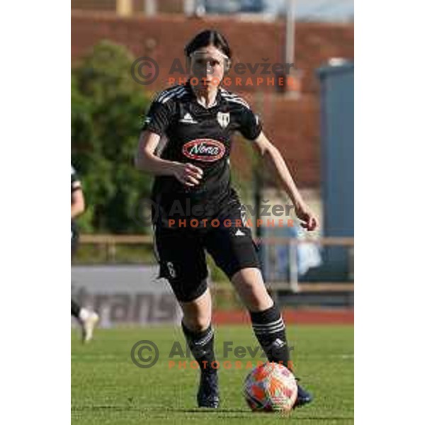 in action during Women\'s First league football match between ZNK Olimpija and ZNK Mura Nona in Ljubljana, Slovenia on April 22, 2023