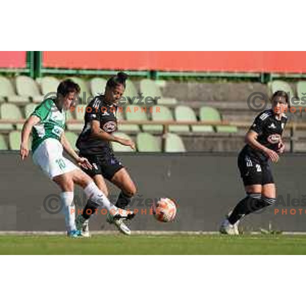 in action during Women\'s First league football match between ZNK Olimpija and ZNK Mura Nona in Ljubljana, Slovenia on April 22, 2023