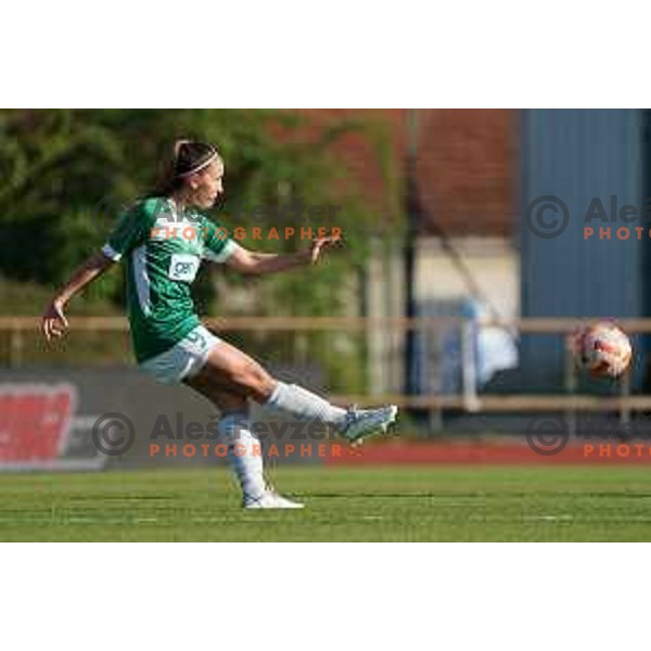 in action during Women\'s First league football match between ZNK Olimpija and ZNK Mura Nona in Ljubljana, Slovenia on April 22, 2023