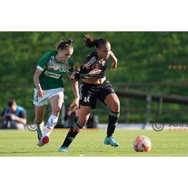 in action during Women\'s First league football match between ZNK Olimpija and ZNK Mura Nona in Ljubljana, Slovenia on April 22, 2023