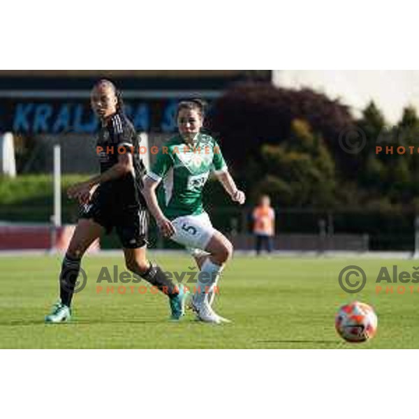 in action during Women\'s First league football match between ZNK Olimpija and ZNK Mura Nona in Ljubljana, Slovenia on April 22, 2023